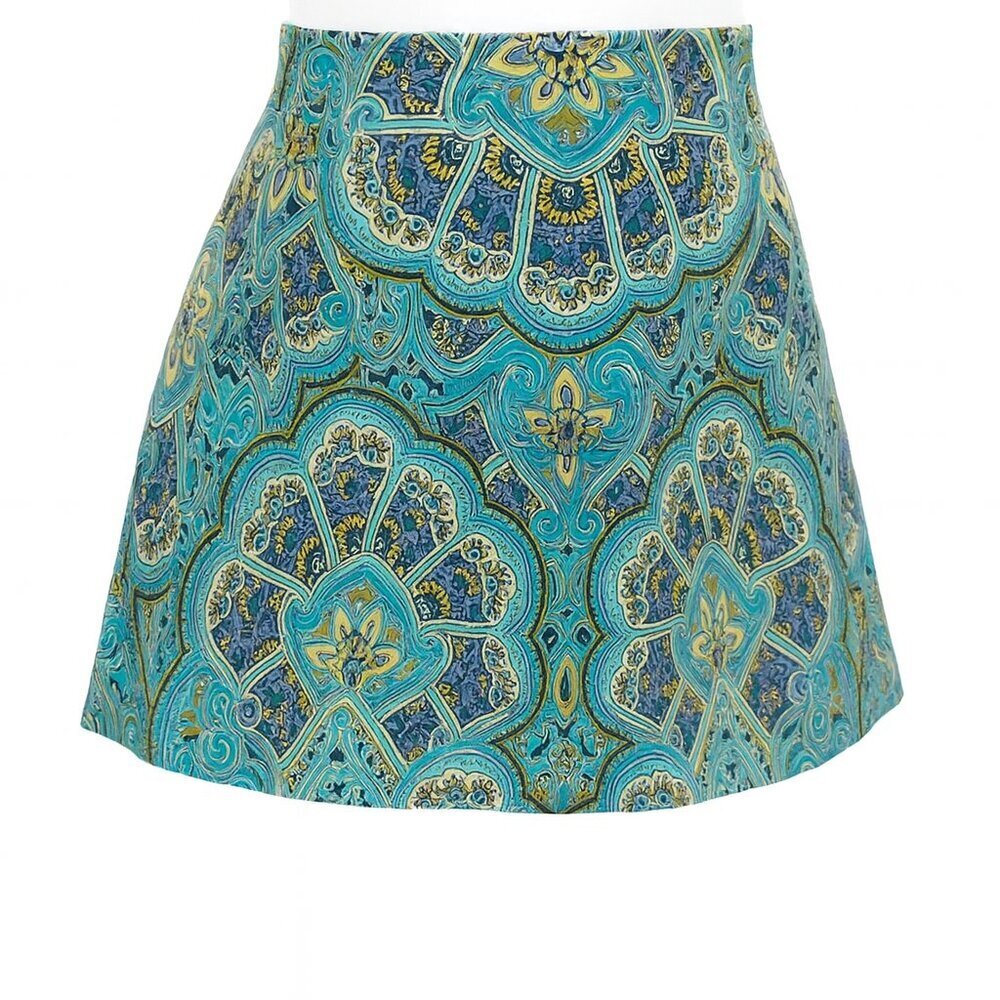 East 5th Petite 12P Blue Paisley A-Line Knee Length Skirt